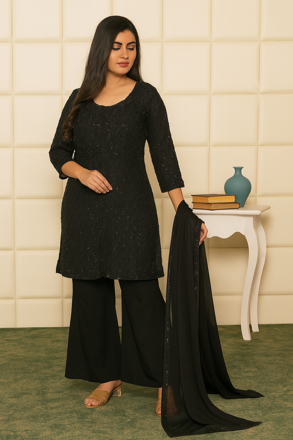 Meher - Midnight Glint - Premium Ethnic Wear | Hamnaas Outlet